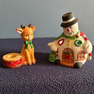 Two Vintage Ceramic Candle Holders.